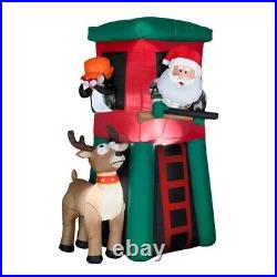 7' Gemmy Airblown Inflatable Hunting Santa in Deer Stand Deluxe Yard Decoration