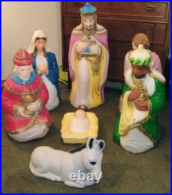 7 Set Large-Size Vintage EMPIRE NATIVITY Plastic BLOW MOLDS, Holy Family Wisemen