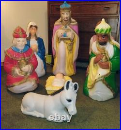 7 Set Large-Size Vintage EMPIRE NATIVITY Plastic BLOW MOLDS, Holy Family Wisemen