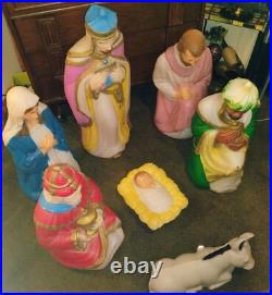 7 Set Large-Size Vintage EMPIRE NATIVITY Plastic BLOW MOLDS, Holy Family Wisemen