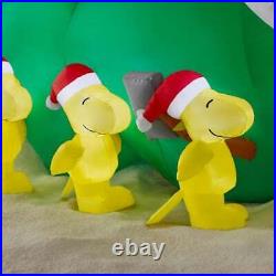 7 ft. Snoopy Pulling Tree LED Inflatable With Woodstock Scene Christmas Airblown