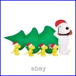7 ft Wide LED Snoopy Pulling Tree, Woodstock Scene Christmas Airblown Inflatable