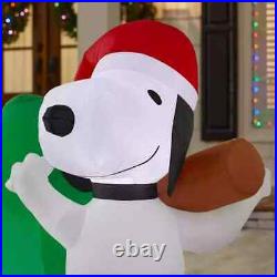 7 ft Wide LED Snoopy Pulling Tree, Woodstock Scene Christmas Airblown Inflatable