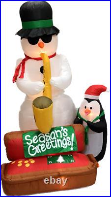 7ft Gemmy Airblown Inflatable Prototype Christmas Snowman with Sax #118336