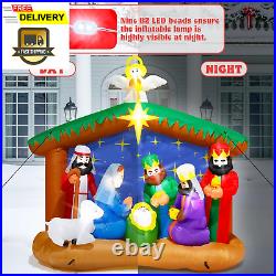 8FT Christmas Inflatables Nativity Scene, Blow up Christmas Nativity Scene, LED