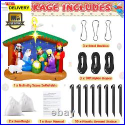 8FT Christmas Inflatables Nativity Scene, Blow up Christmas Nativity Scene, LED