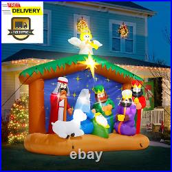 8FT Christmas Inflatables Nativity Scene, Blow up Christmas Nativity Scene, LED