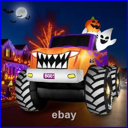 8FT Long Halloween Inflatables Decoration Outdoor Monster Truck Car with Ghosts