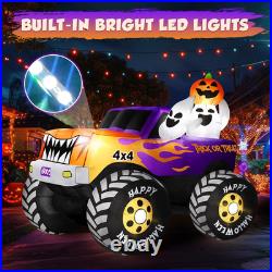 8FT Long Halloween Inflatables Decoration Outdoor Monster Truck Car with Ghosts