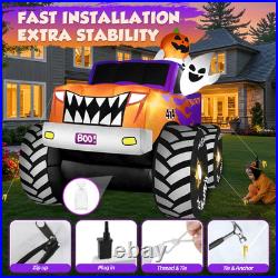 8FT Long Halloween Inflatables Decoration Outdoor Monster Truck Car with Ghosts