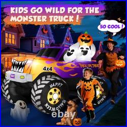 8FT Long Halloween Inflatables Decoration Outdoor Monster Truck Car with Ghosts