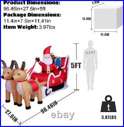 8Ft Christmas Inflatable Decorations Outdoor Claus on Sleigh with Two Blow up Bu