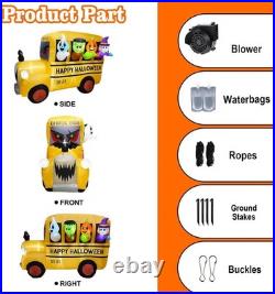 8.1FTLong Halloween Inflatable Ghoul Bus/Built-In 9 Led/Blow Up Bus Lawn Decor