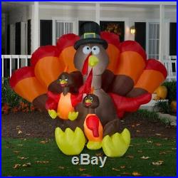 8.5 Ft GIANT THANKSGIVING TURKEY FAMILY Airblown Lighted Yard Inflatable