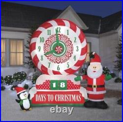 8.9' ANIMATED CLOCK COUNTDOWN TO CHRISTMAS Airblown Lighted Yard Inflatable
