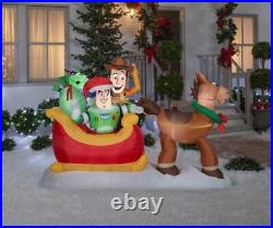 8' DISNEY'S TOY STORY SLEIGH Airblown Yard Inflatable WOODY BUZZ LIGHTYEAR