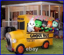 8 FT ANIMATED HALLOWEEN GHOUL BUS Airblown Lighted Yard Inflatable