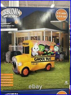 8 FT ANIMATED HALLOWEEN GHOUL BUS Airblown Lighted Yard Inflatable