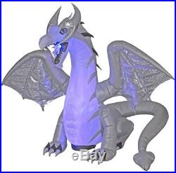 8 FT ANIMATED WHITE DRAGON Airblown Lighted Yard Inflatable FIRE AND ICE EFFECT