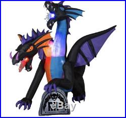 8 FT TWO HEADED DRAGON Airblown Lighted Yard Inflatable FIRE AND ICE
