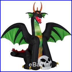 8 Foot Halloween Fire & Ice Projection Fire Breathing Dragon Inflatable New