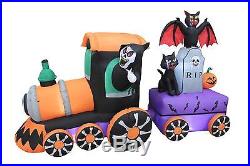 8 Foot Long Halloween Inflatable Reaper Train Tombstone Bat Cat Yard Decoration