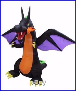 8 Foot Tall Halloween LED Inflatable Fire Wing Dragon Yard Garden Art Decoration