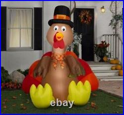 8 Ft ANIMATED PILGRIM THANKSGIVING TURKEY AIRBLOWN LIGHTED YARD INFLATABLE