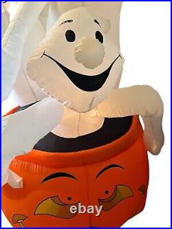 8' Gemmy Airblown Inflatable Light Up Ghosts Jack O'Lantern Halloween READ