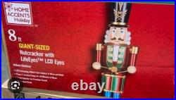8 ft Giant Nutcracker with LCD LifeEyes and Sound Yard Sculpture