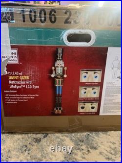 8 ft Giant Nutcracker with LCD LifeEyes and Sound Yard Sculpture