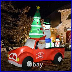 8 ft Light Up Santa Claus Driving Truck Christmas Yard Inflatable with LED Lights