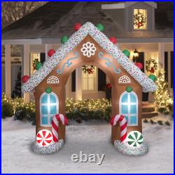 9Ft Giant Inflatable Gingerbread House Archway Outdoor Christmas Blow up Decor
