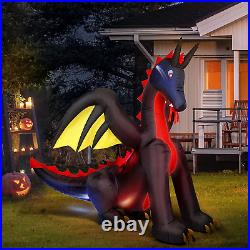 9Ft Halloween Decorations Inflatable Giant Animated Fire & Ice Dragon Blow up Bu