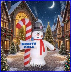 9.5 Ft. Gemmy Airblown Inflatable Giant'FROSTY THE SNOWMAN' White WithCandy Cane