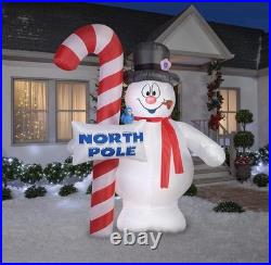 9.5 Ft. Gemmy Airblown Inflatable Giant'FROSTY THE SNOWMAN' White WithCandy Cane