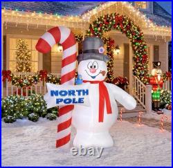 9.5 Ft. Gemmy Airblown Inflatable Giant'FROSTY THE SNOWMAN' White WithCandy Cane