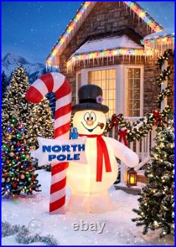 9.5 Ft. Gemmy Airblown Inflatable Giant'FROSTY THE SNOWMAN' White WithCandy Cane