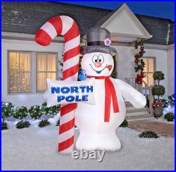 9.5 Ft. Gemmy Airblown Inflatable Giant'FROSTY THE SNOWMAN' White WithCandy Cane