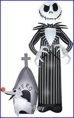 9 FT Giant JACK SKELLINGTON AND ZERO Airblown Lighted Yard Inflatable GEMMY