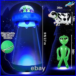 9 FT Halloween UFO Cow Alien Inflatable Yard Decor with LED Blow up Inflatable A