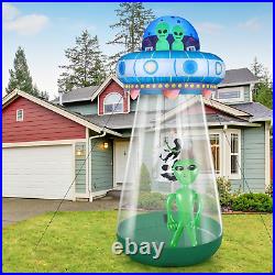 9 FT Halloween UFO Cow Alien Inflatable Yard Decor with LED Blow up Inflatable A