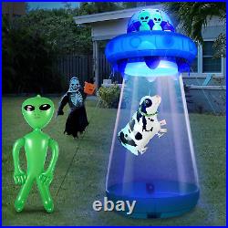 9 FT Halloween UFO Cow Alien Inflatable Yard Decor with LED Blow up Inflatable A