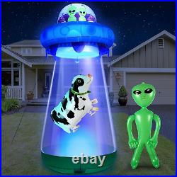 9 FT Halloween UFO Cow Alien Inflatable Yard Decor with LED Blow up Inflatable A