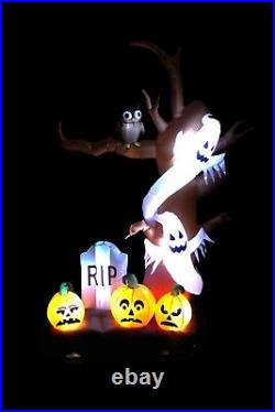 9 Foot Halloween Inflatable Yard Decoration Tree Ghost Pumpkins Tombstone Blowup