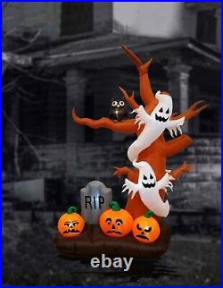 9 Foot Halloween Inflatable Yard Decoration Tree Ghost Pumpkins Tombstone Blowup