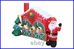 9 Foot Long Christmas Inflatable Santa Claus Reindeer Barn Tree Blowup Air Blown