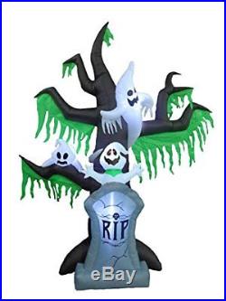 9 Foot Tall Halloween Inflatable Grave Scene Skeletons Ghosts on Dead Tree w