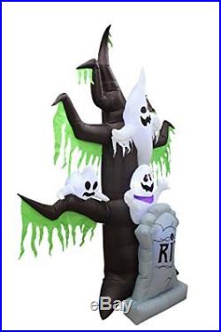 9 Foot Tall Halloween Inflatable Grave Scene Skeletons Ghosts on Dead Tree w