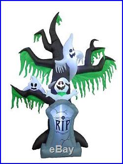 9 Foot Tall Halloween Inflatable Grave Scene Skeletons Ghosts on Dead Tree with